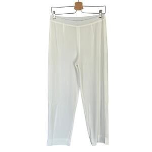 EXCLUSIVELY MISOOK White Straight Leg Elastic Waistband Pull On Pants Women's S